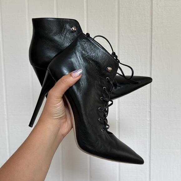 MIU MIU LACE UP STILETTO ANKLE BOOTS - Picture 3 of 17